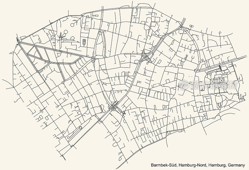 汉堡北区(bezirk) Barmbek-Süd区街道道路地图